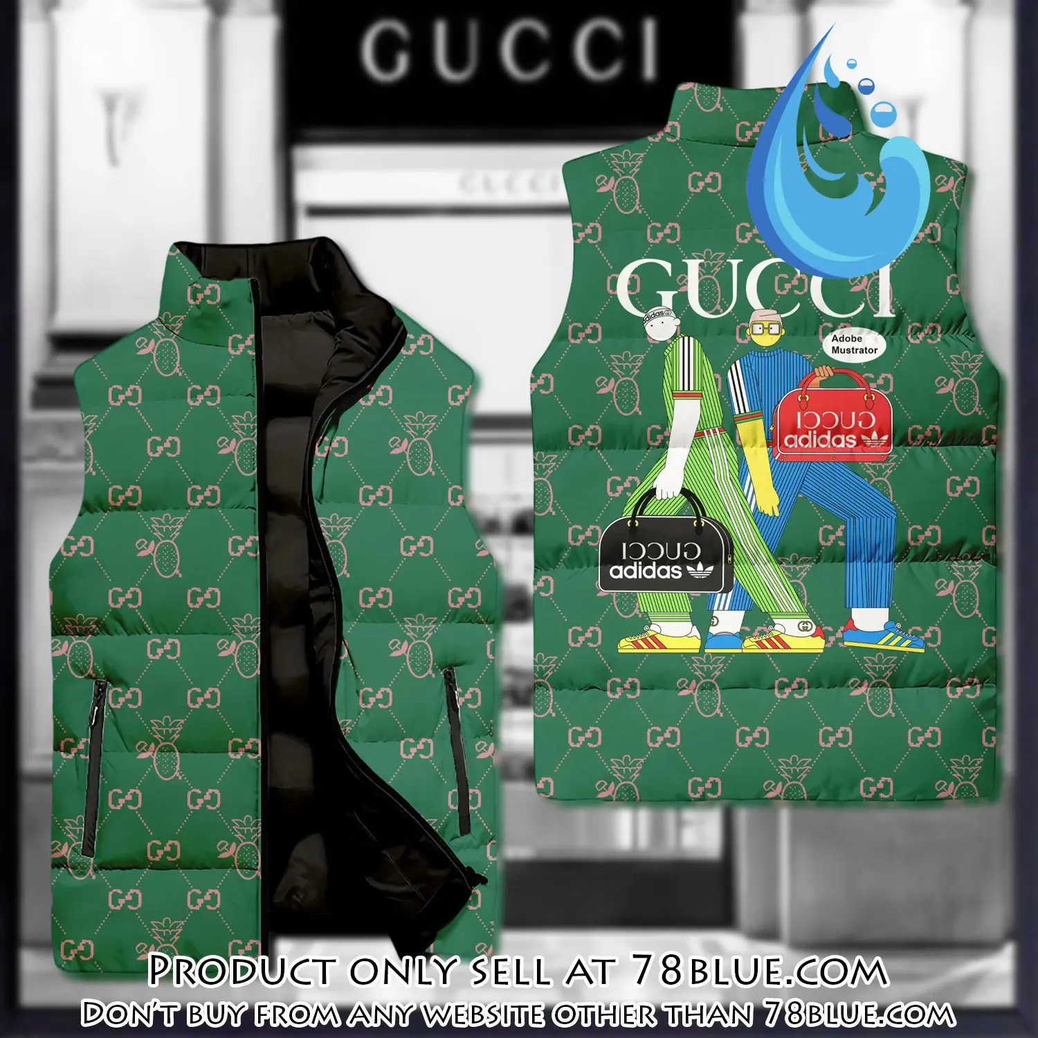 Gucci two men luxury brand 3d sleeveless down jacket 78b1730596